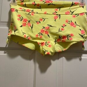 Pink Floral Yellow Swim Shorts